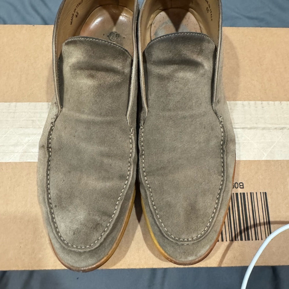 Loro Piana Men's Suede Loafers - Gray
